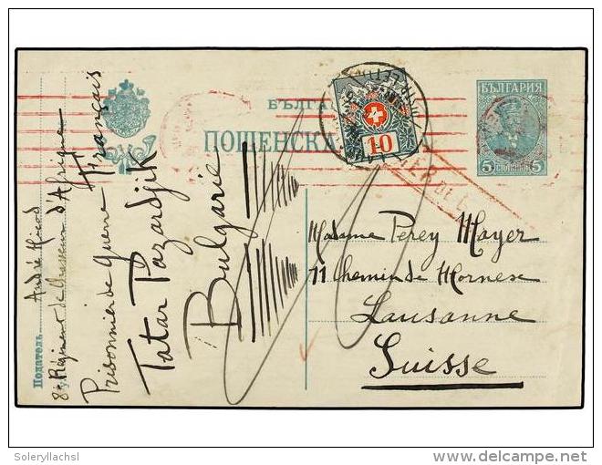 BULGARIA. 1916 (May 21st). Postal Card From A French Prisoner. Oblong PRISONNIER DE GUERRE. Addressed To... - Otros & Sin Clasificación