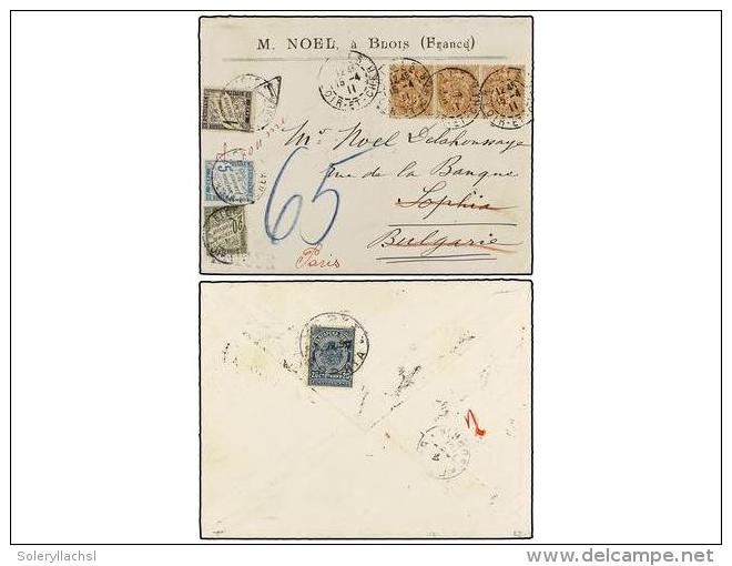 BULGARIA. 1911. Incoming Mail From France Bearing Type Blanc 4 Cents Brown (3) (Yvert 110) Tied By... - Otros & Sin Clasificación