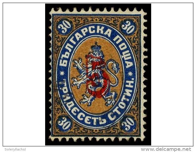 &deg; BULGARIA. Mi.22I. 1884. 5 On 30 Cts. Orange And Blue, Part Or Ovpr. On Back. F. BRUN.... - Autres & Non Classés