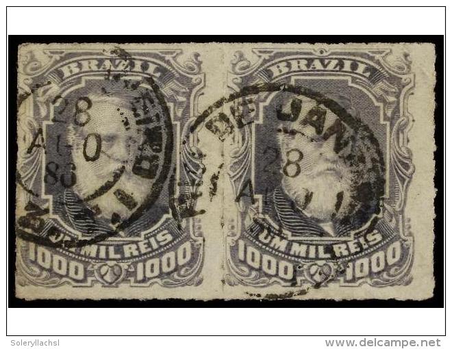 &deg; BRASIL. Sc.77 (2). 1878. 1000 Reis Gris. Pareja. Mat. RIO DE JANEIRO. Preciosa. - Otros & Sin Clasificación