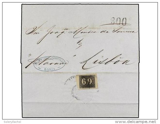 BRASIL. 1863. BAHIA A LISBOA. Franqueada Al Dorso Con 60 Reis Negro Para El Pago Del Porte Interno. A La... - Other & Unclassified