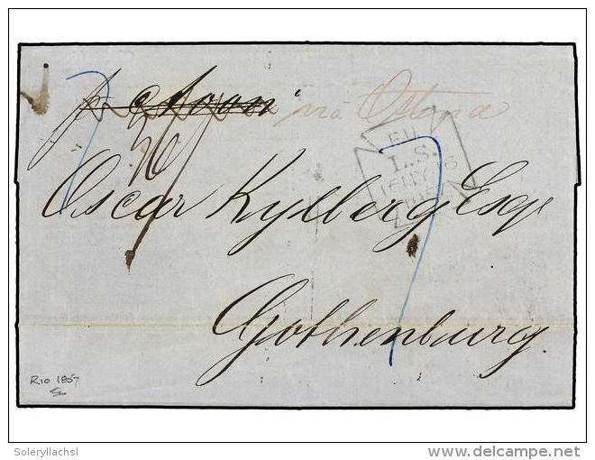 BRASIL. 1857 (April 13). Entire Letter From RIO DE JANEIRO To GOTHENBURG (Sweden), Endorsed &acute;per... - Autres & Non Classés