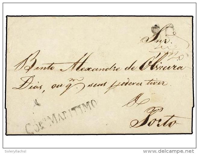 BRASIL. 1826. PERNAMBUCO A PORTO (Portugal). Marca COR. MARITIMO Estampado A La Llegada, Al Dorso G.M.... - Autres & Non Classés