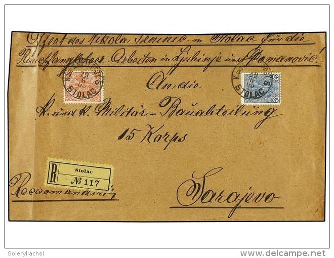 BOSNIA-HERZEGOVINA. Mi.15a. 1905. STOLAC To SARAJEVO. 10 H. Real And 35 H. Blue And Black On... - Other & Unclassified