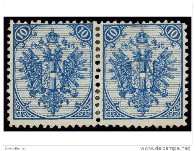 * BOSNIA-HERZEGOVINA. Fe.6Ib. 1879. 10 Kr. Milk Blue, Perf. 12, Pair. Fresh And Fine.... - Otros & Sin Clasificación