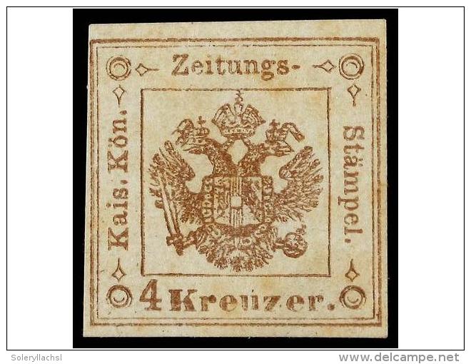 * AUSTRIA. Mi.T-4X. 1858. 4 Kr. Brown. Complete Margins, Original Gum. Cert. E. DIENA. Michel.450&euro;. - Autres & Non Classés