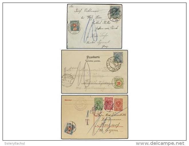 AUSTRIA. 1904-20. 7 Covers And Cards With Swiss Postage Due Stamps. - Other & Unclassified