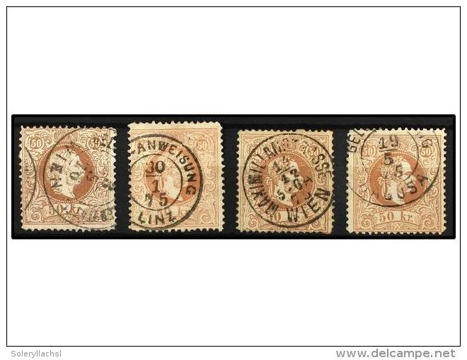 &deg; AUSTRIA. Mi.41I (4). 1867. 50 Kr. Brown, 4 Stamps, Fine Used. Michel.600&euro;. - Autres & Non Classés