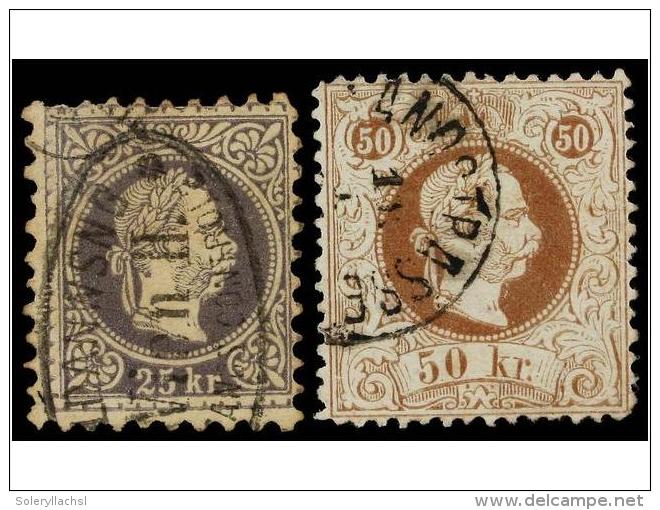 &deg; AUSTRIA. Mi.40/41II. 1867. 25 Kr. Lilac And 50 Kr. Brown. Fine Used. Michel.420&euro;. - Autres & Non Classés