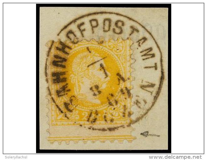 AUSTRIA. Mi.35I. 1867. 2 Kr. Yellow On Piece. Interesting Variety Of Perforation. - Other & Unclassified