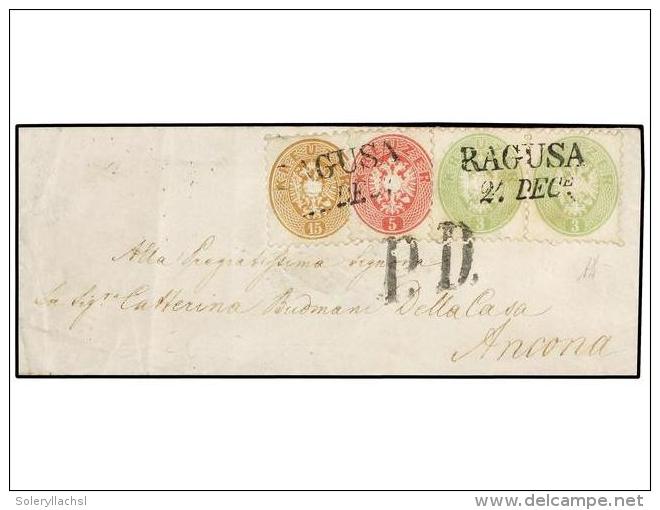 AUSTRIA. Mi.31, 32, 34. 1864. 3kr. Pale Green Pair, Single 5kr. Rose And 15kr. Brown All Used... - Other & Unclassified