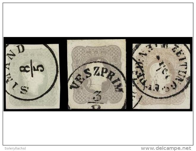 &deg; AUSTRIA. Mi.23 (3). 1861. 1,05 Kr. Lilac. 3 Stamps, Very Fine Cancels. Michel.600&euro;. - Autres & Non Classés