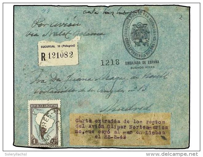 ARGENTINA. 1943 (Febrero). BUENOS AIRES  A MADRID. Carta Enviada Desde La Embajada Espa&ntilde;ola Recuperada De Un... - Autres & Non Classés