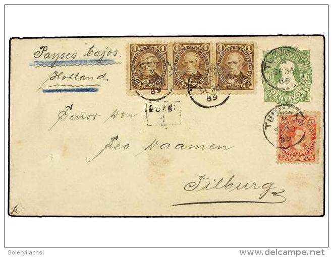 ARGENTINA. 1899. TUCUMAN A HOLANDA. Entero Postal De 16 Ctvos. Verde Con Franqueo Adicional De 1... - Autres & Non Classés