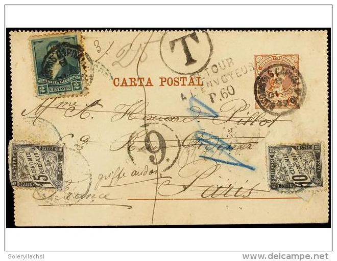 ARGENTINA. 1893. BUENOS AIRES A FRANCIA. Entero Postal De 2 Cts. Casta&ntilde;o Rojo Con Franqueo Adicional... - Otros & Sin Clasificación