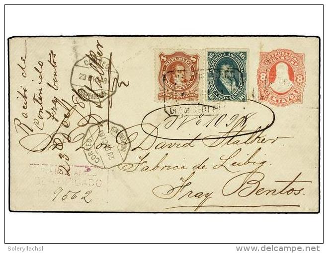 ARGENTINA. Sc.35, 39. 1881. BUENOS AIRES A FRAY BENTOS (Uruguay). Entero Postal De 8 Ctvos. Rosa Con... - Other & Unclassified