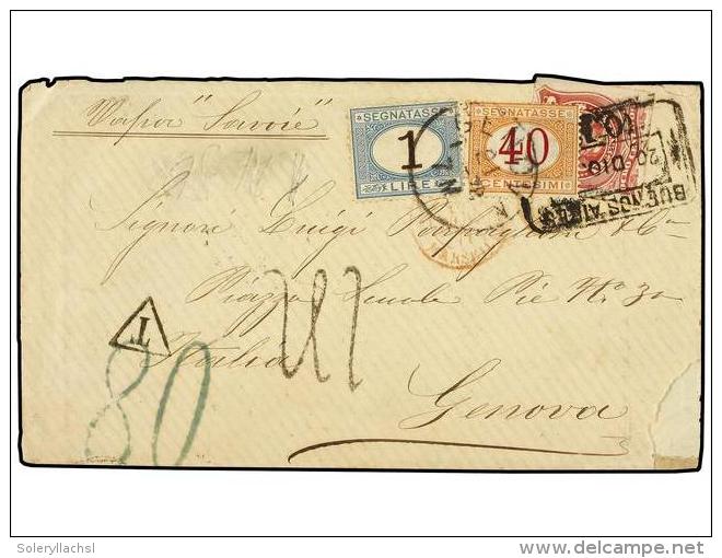 ARGENTINA. 1878. BUENOS AIRES A GENOVA. 8 Ctos. Casta&ntilde;o Rojo, Circulada Por Buque Franc&eacute;s... - Andere & Zonder Classificatie