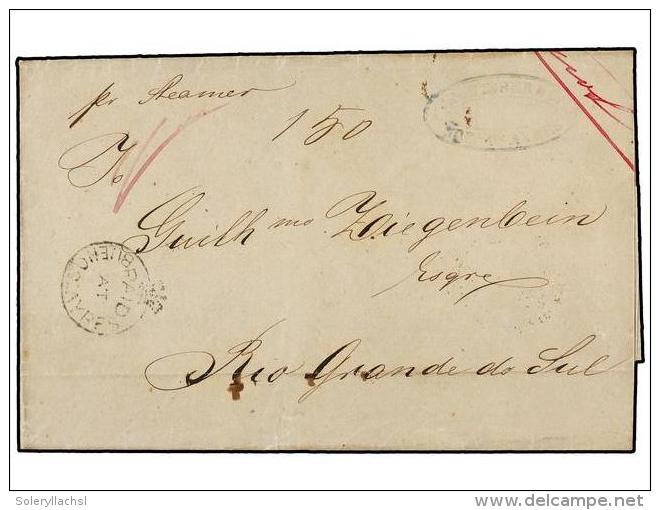 ARGENTINA. 1856. BUENOS AIRES A RIO GRANDE DO SUL (Brasil). Marc PAID/AT/BUENOS AIRES. MAGN&Iacute;FICA. - Autres & Non Classés