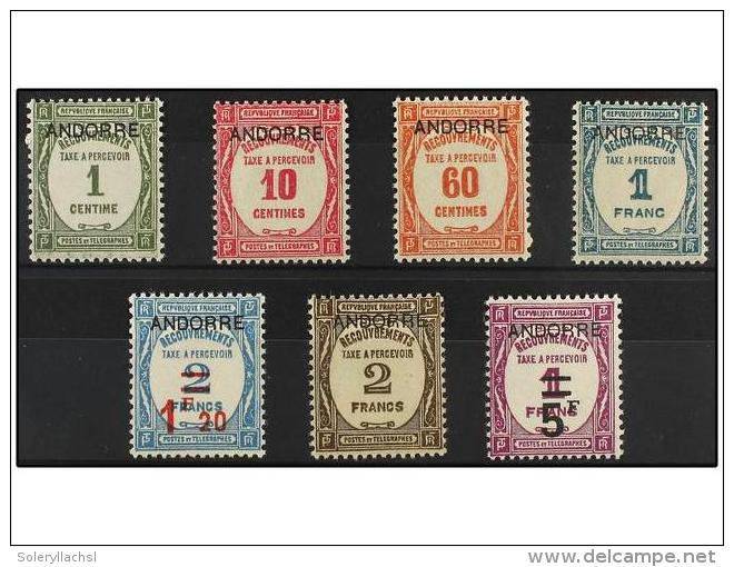 ** ANDORRA: ANDORRA FRANCESA. Yv.T-9/15. 1931-32. Complete Set, Never Hinged. Yvert.1.270&euro;. - Other & Unclassified