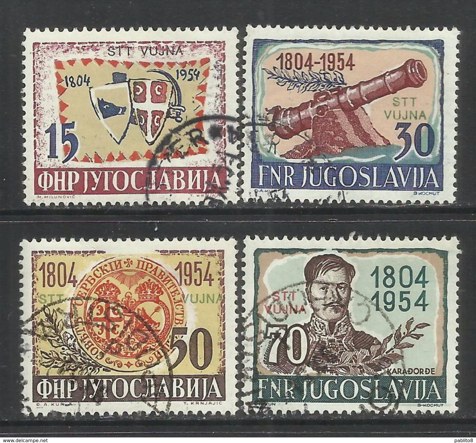 TRIESTE B 1954 ANNIVERSARIO INSURREZIONE SERBA SERB REBELLION SERIE COMPLETA COMPLETE SET USATA USED OBLITERE' - Mint/hinged