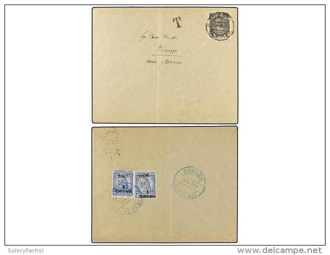 ALBANIA. Mi.P 8 (2). 1914. TRIEST (Austria) A DURAZZO. 1 Heller, Tasada A La Llegada Con Sellos De 1 Gr.... - Other & Unclassified