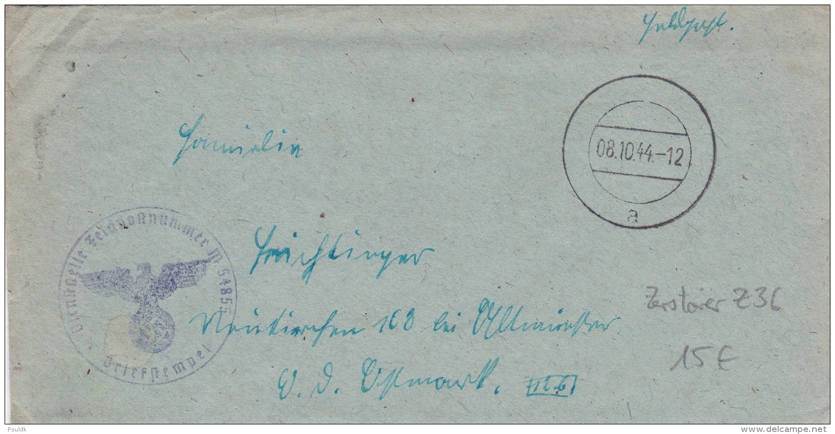 Feldpost WW2: From Gotenhafen - The Destroyer Zerstörer Z 36  FP M54855 P/m 8.10.1944 - Letter Inside (DD2-20) - Militaria