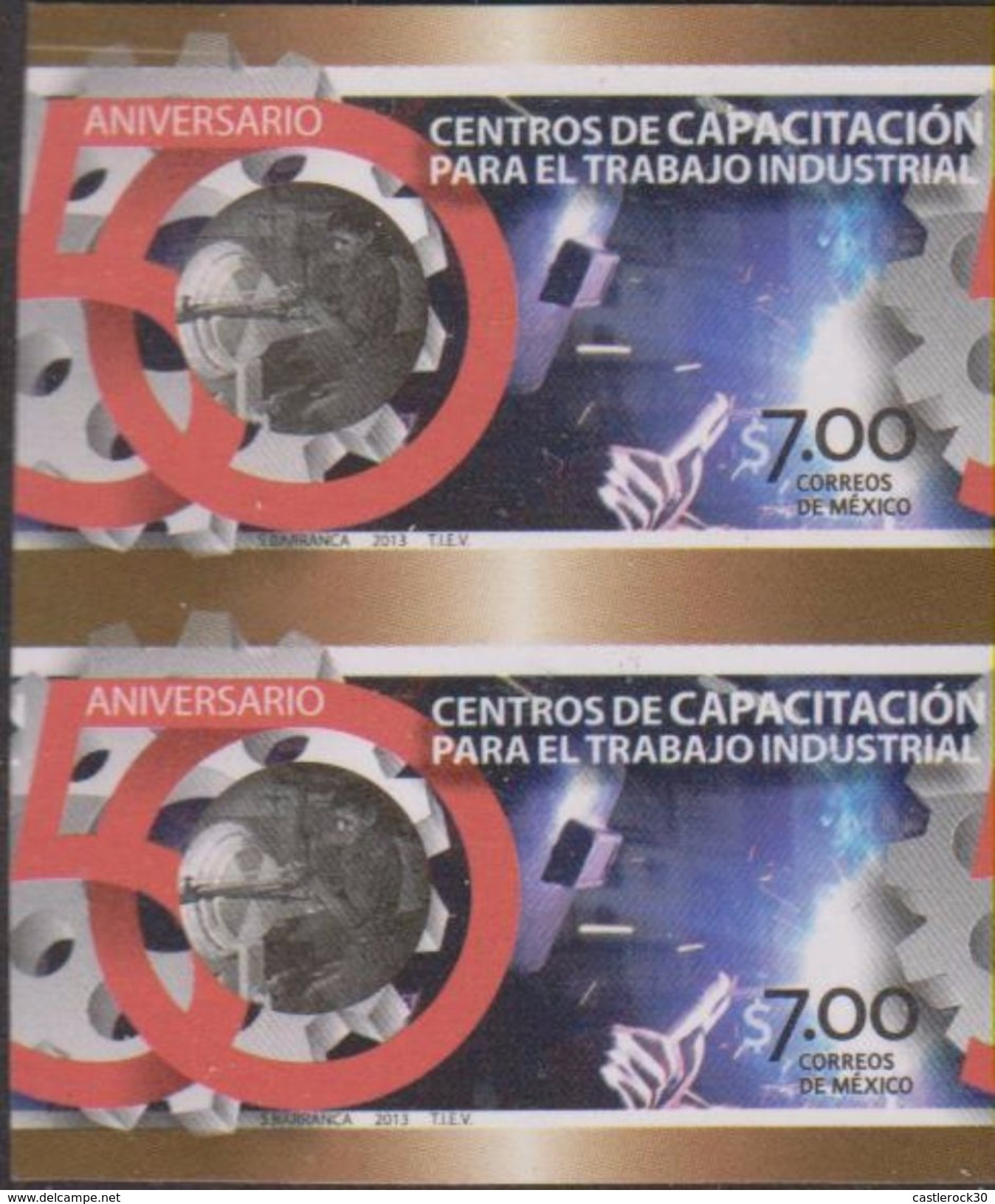 A) PROOF, 2013, MEXICO, PEOPLE, 50TH ANNIVERSARY INDUSTRIAL WORK. MNH. - Mexico