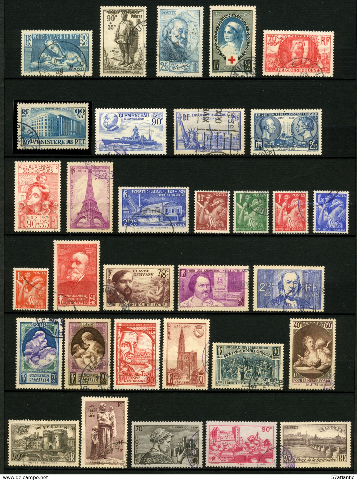 FRANCE - ANNEE COMPLETE 1939 - YT 419 à 450 - 32 TIMBRES OBLITERES - ....-1939