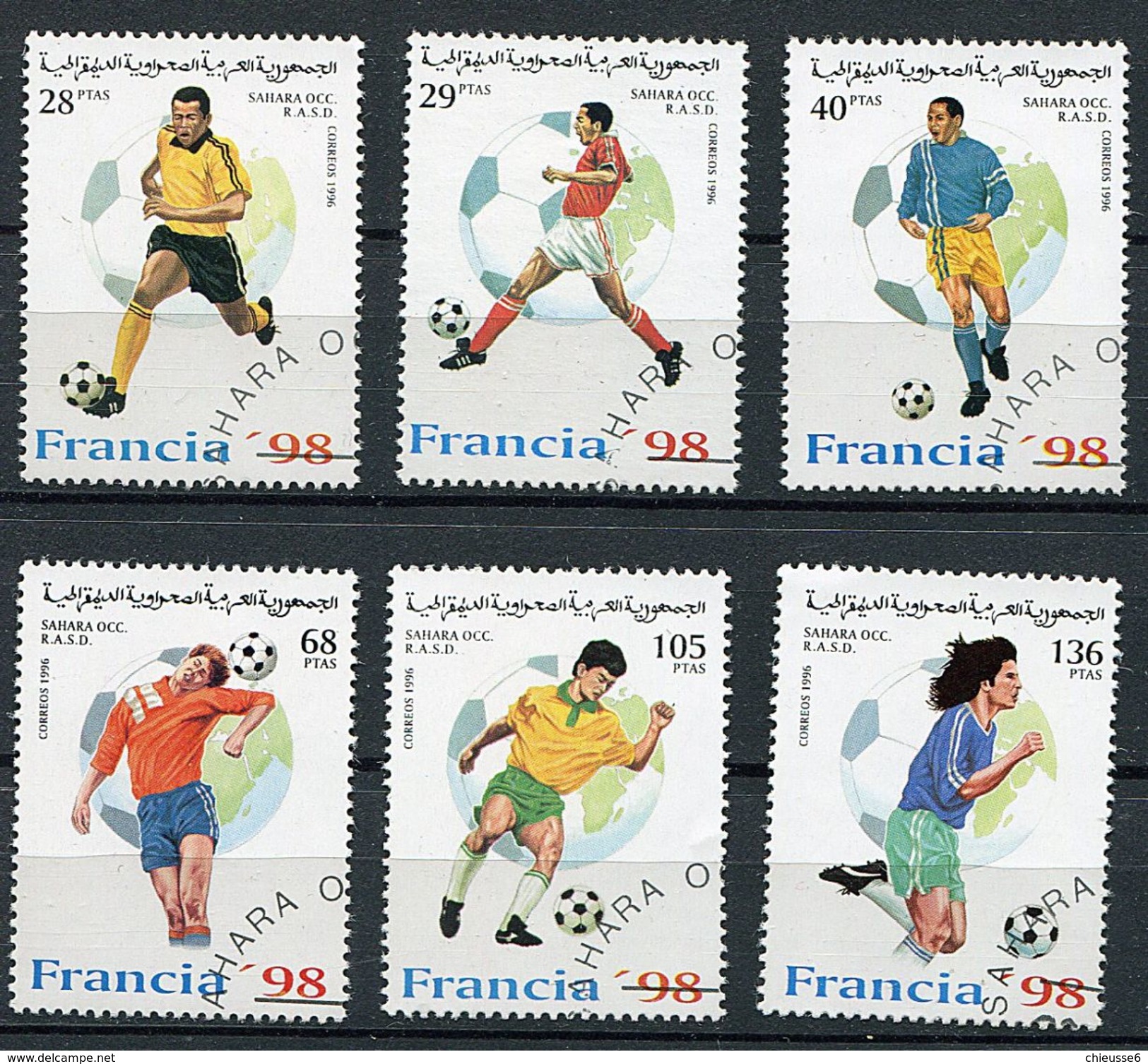 (CL 14 - P34 - Lot 6) - Lot De 6 Tbres Ob.  - Coupe Du Monde De Foot En France - - Usati