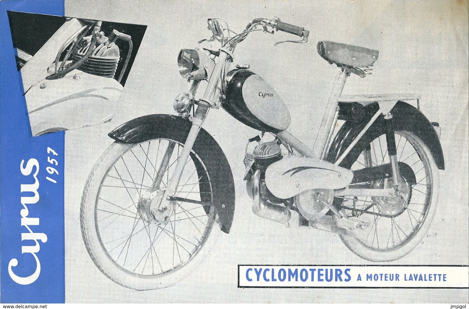 Prospectus Cyclomoteurs à Moteurs LAVALETTE Modèles 1957 Cyrus Types BG1 BG2 GG4 - Reclame
