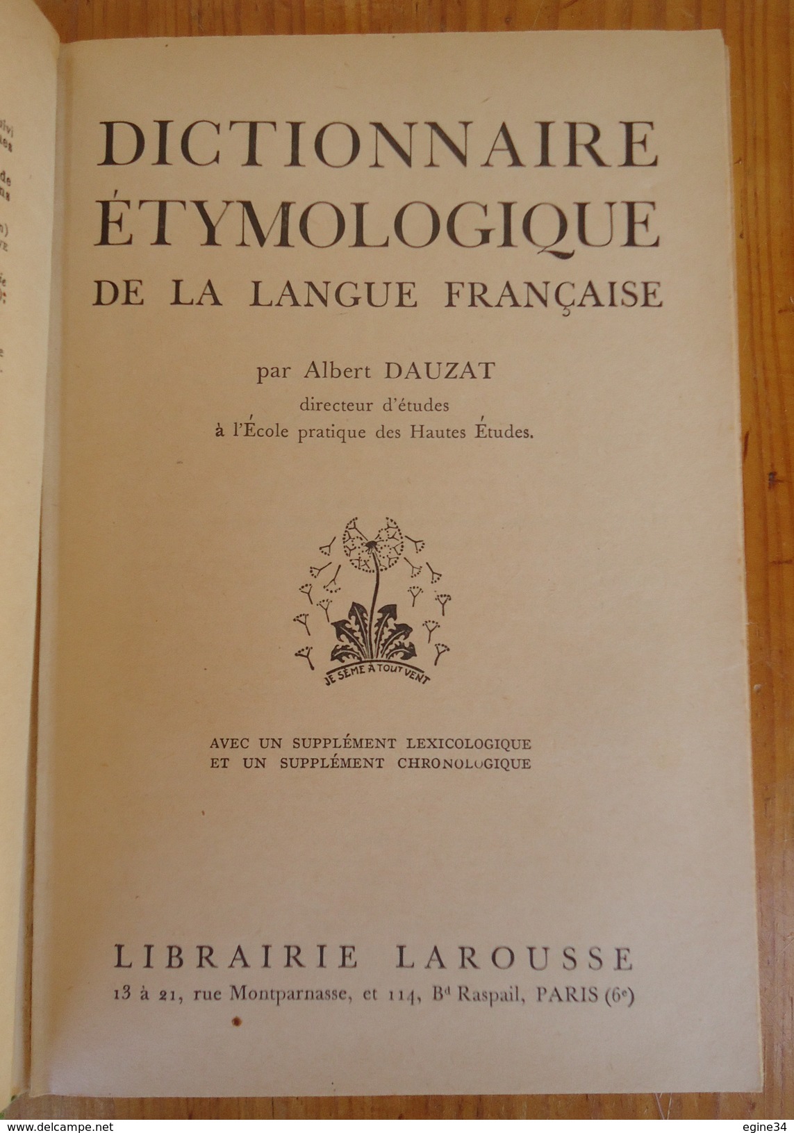 Larousse-Paris - Albert Dauzat - Dictionnaire Etymologique - 1954 - Dictionnaires