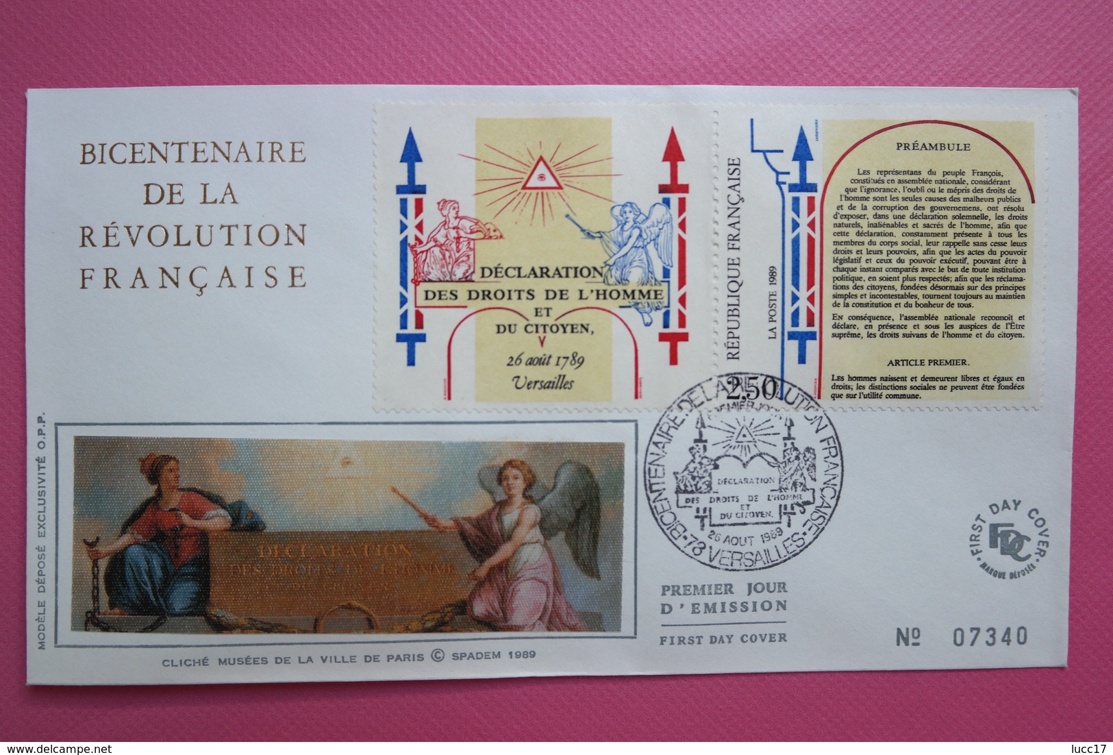 1989 FDC  Soie Bicentenaire De La Révolution Française - Franz. Revolution