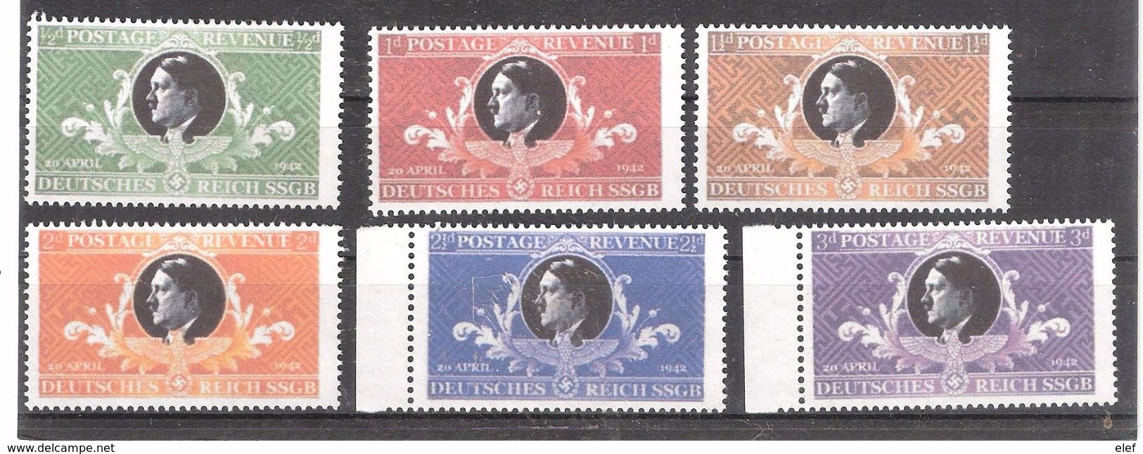 Allemagne III E Reich ,Série 6 Vignettes Propagande Propaganda ? Hitler GB 20 April 1942 ?  Neuve (*)TB - Unused Stamps