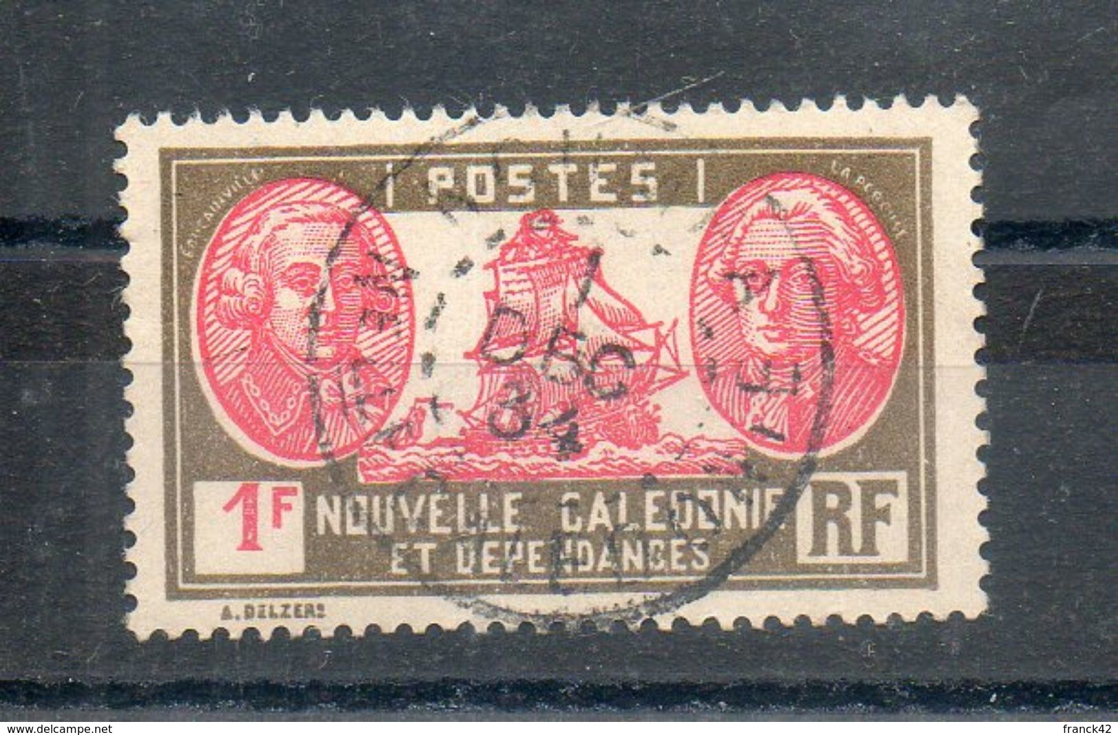 Nouvelle Calédonie. 1f Olive Et Rose. Bougainville Et La Pérouse. Cachet Circulaire 1934 - Oblitérés