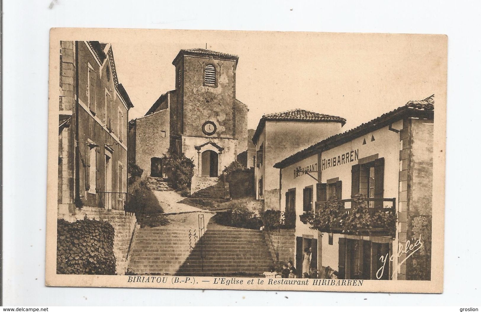 BIRIATOU (B P) L'EGLISE ET LE RESTAURANT HIRIBARREN - Biriatou