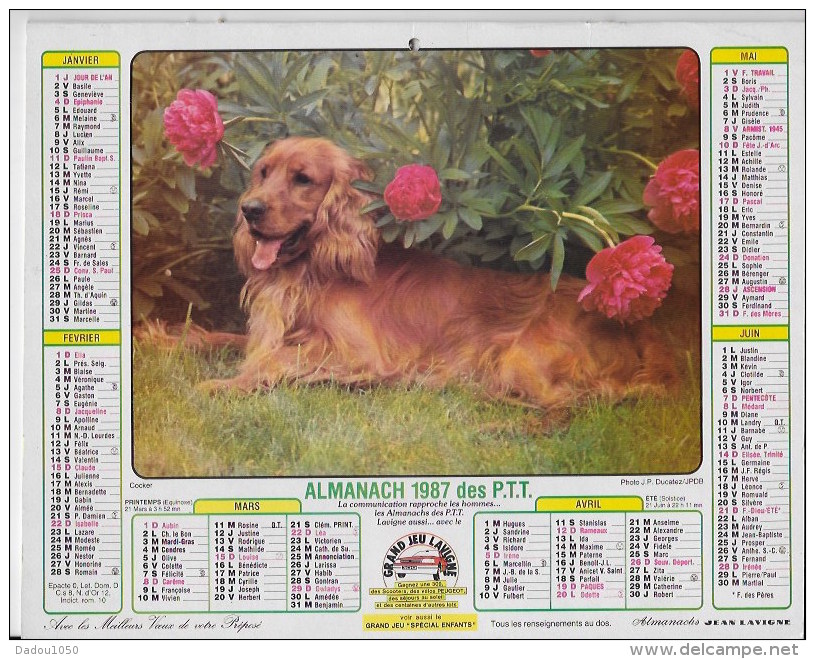 Calendrier Des PTT 1987 - Formato Grande : 1981-90