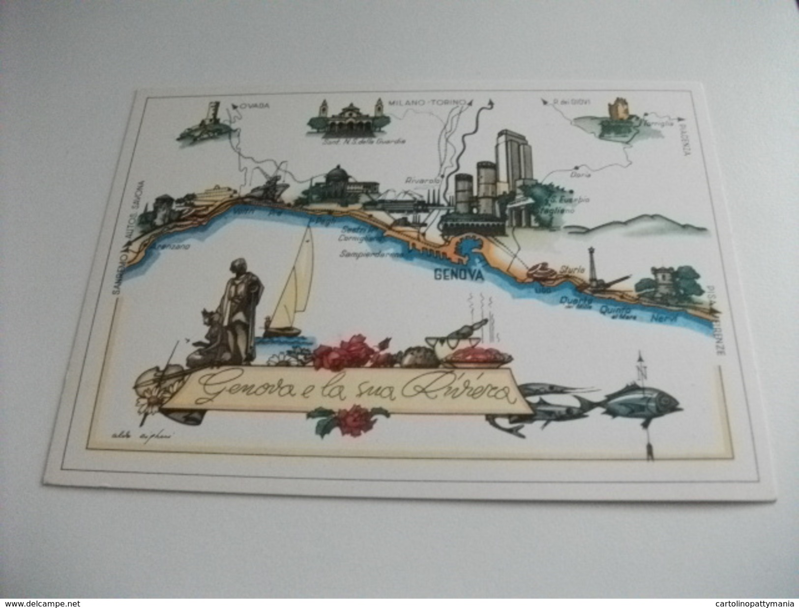 GENOVA E LA SUA RIVIERA  DA ARENZANO A NERVI PORTI E COSTE ITALIA NAVIGAZIONE GENOVA LIGURIA - Cartes Géographiques