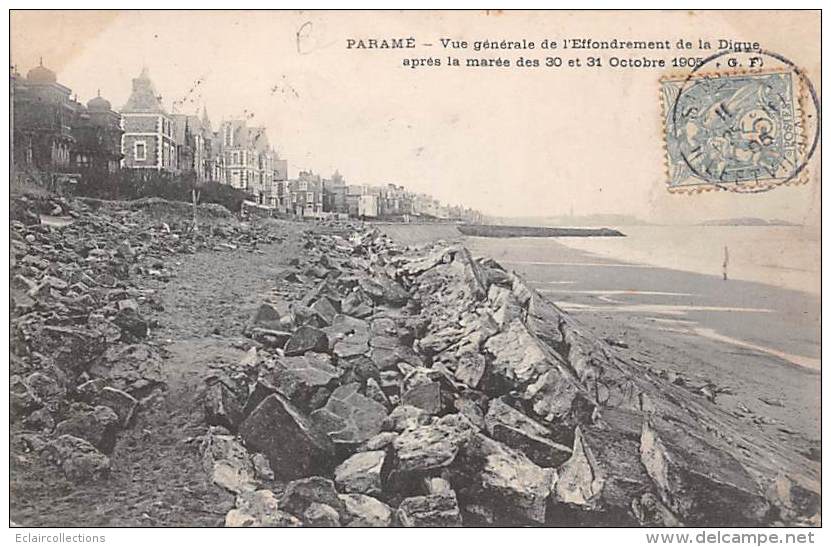 Paramé      35        Vue Générale De L'effondrement De La Digue Après La Marée 30 Et 31 Octobre 1905       (voir Scan) - Parame