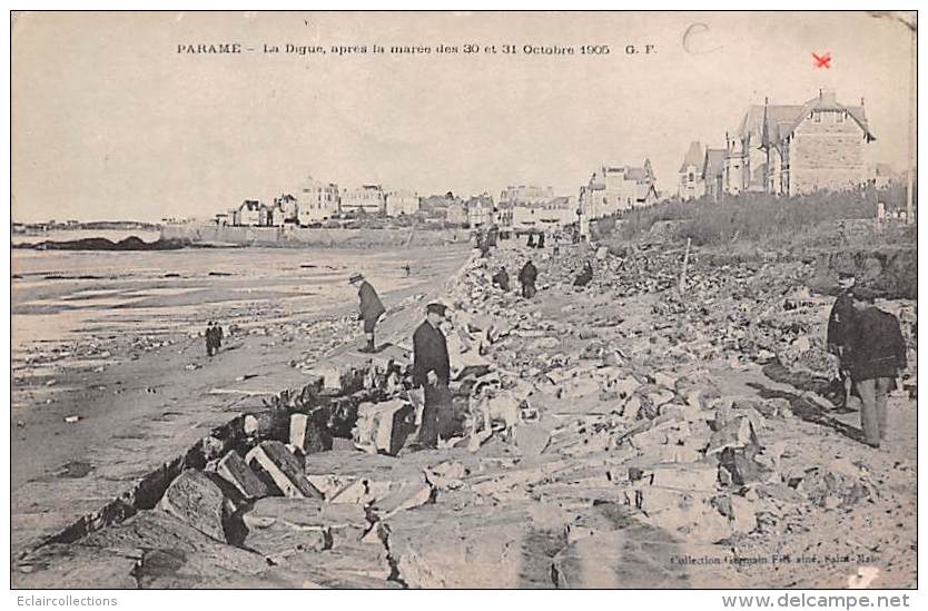 Paramé      35         La Digue Après Le Raz De Marée Des 30 Et 31  Octobre 1905       ( GF Voir Scan) - Parame