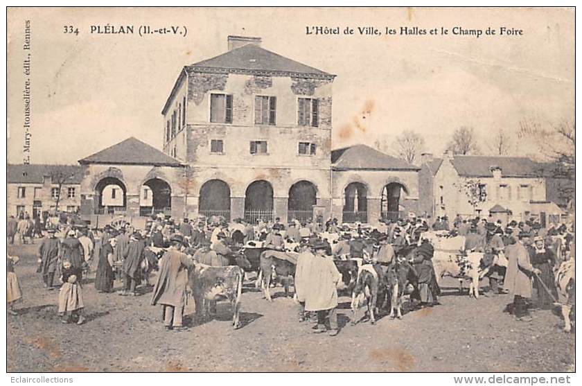 Plélan    35          Hôtel De Ville .  Marché Aux Bestiaux          (voir Scan) - Autres & Non Classés