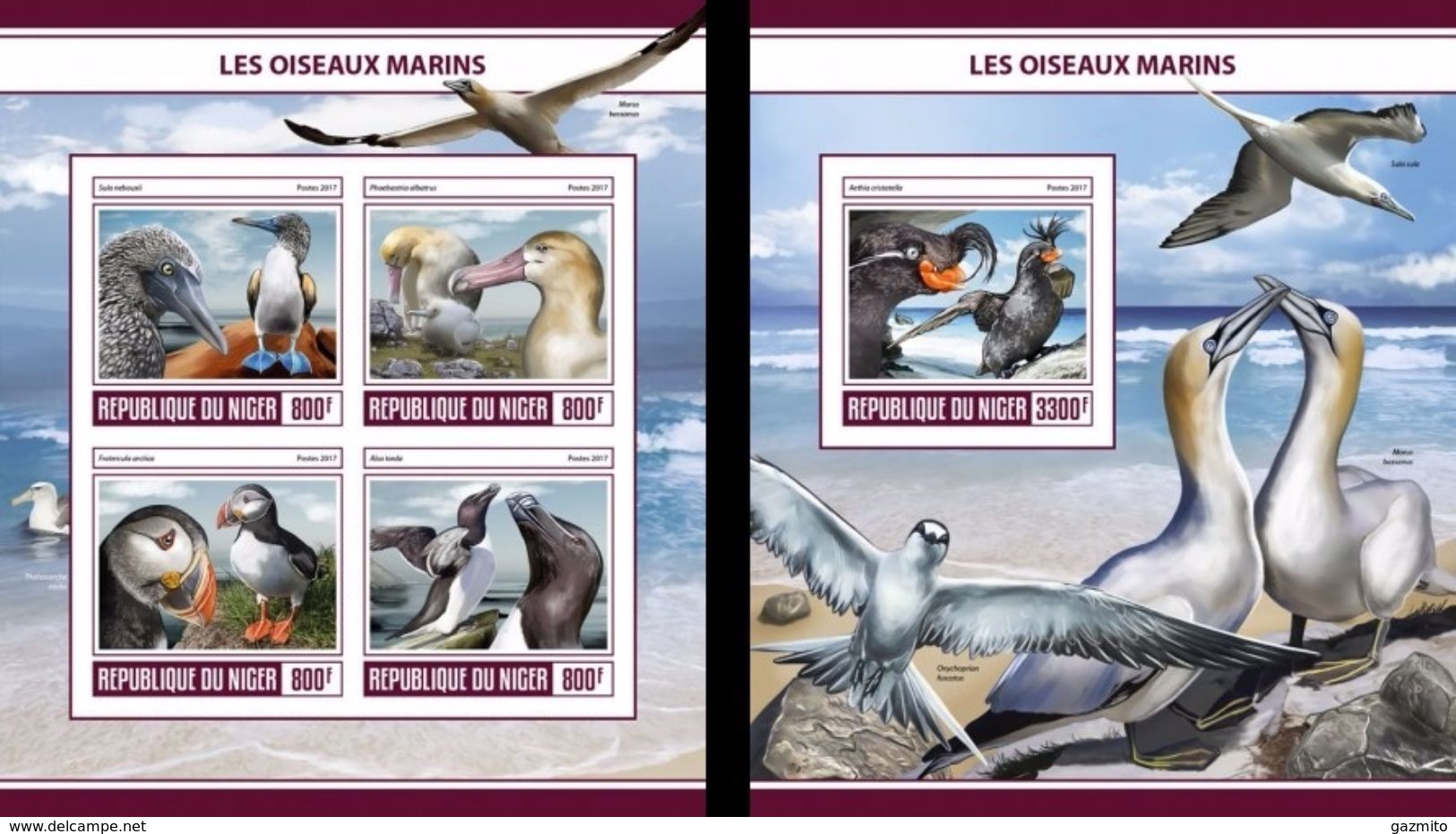 Niger 2017, Animals, Seabirds, 4val In BF +BF IMPERFORATED - Albatros