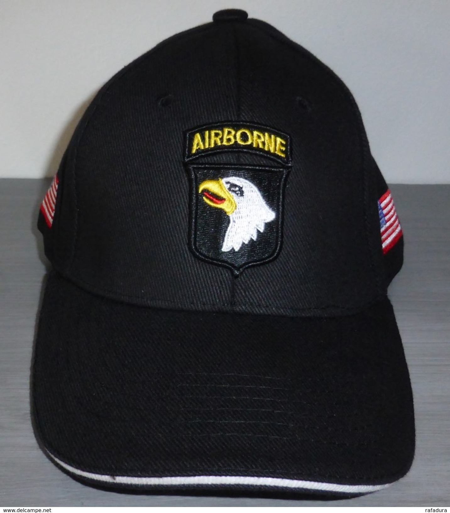 Casquette Noire AIRBORNE 101st SCREAMING EAGLES JEEP CAP US VO MILITARIA US PARA - Copricapi