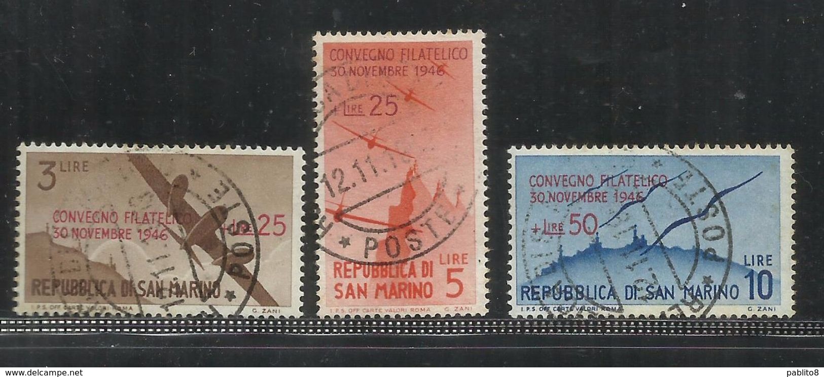 SAN MARINO 1946 CONVEGNO FILATELICO SERIE COMPLETA COMPLETE SET USATA USED OBLITERE´ - Usati