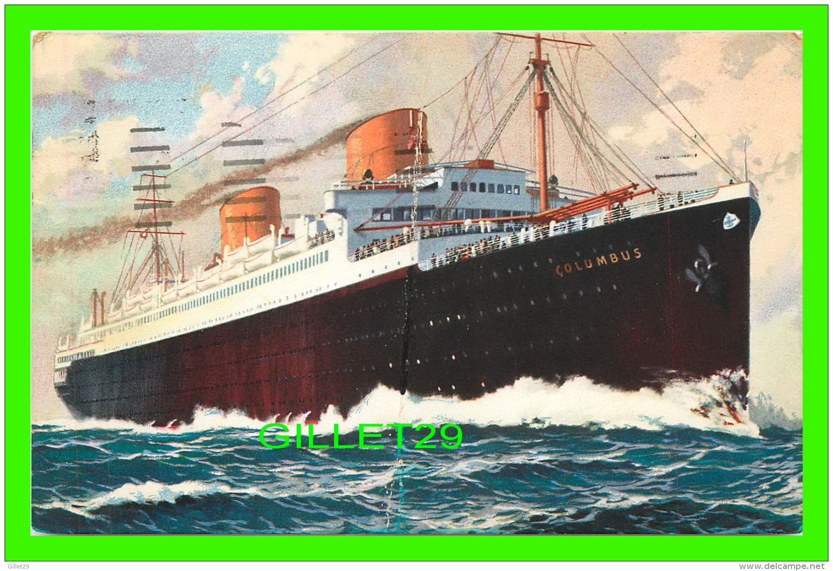 BATEAUX, SHIPS - "COLUMBUS " NORDDEUTSCHER LLOYD BREMEN - DOPPELSCHRAUBEN-SCHNELLDAMPFER - TRAVEL IN 1937 - - Dampfer