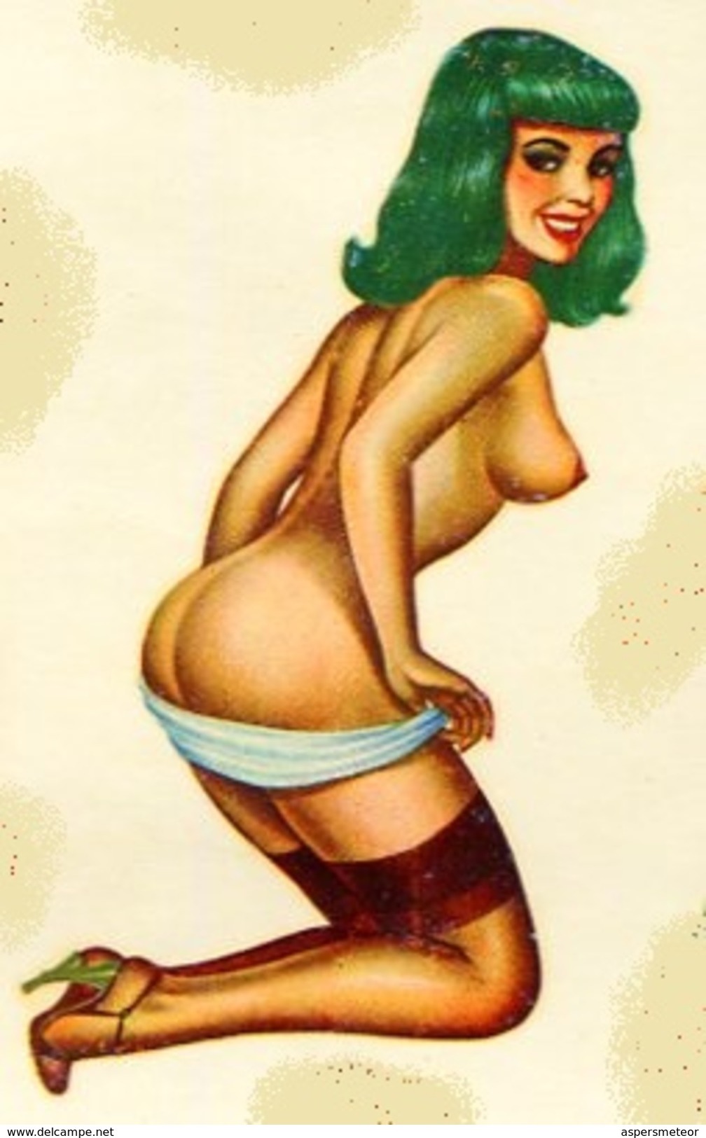 STICKER EROTIQUE PIN UP GIRLS EROTICA SEMINUDE CALCOMANIA AUTOCOLLANTE CIRCA 1950 ZTU. - Sonstige & Ohne Zuordnung