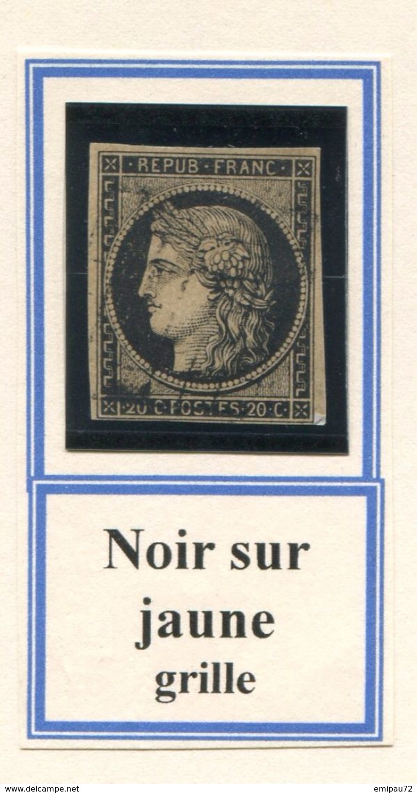 FRANCE- Y&T N°3b)- Noir Sur Chamois- Oblitération Grille (très Beau!!!!) - 1849-1850 Cérès