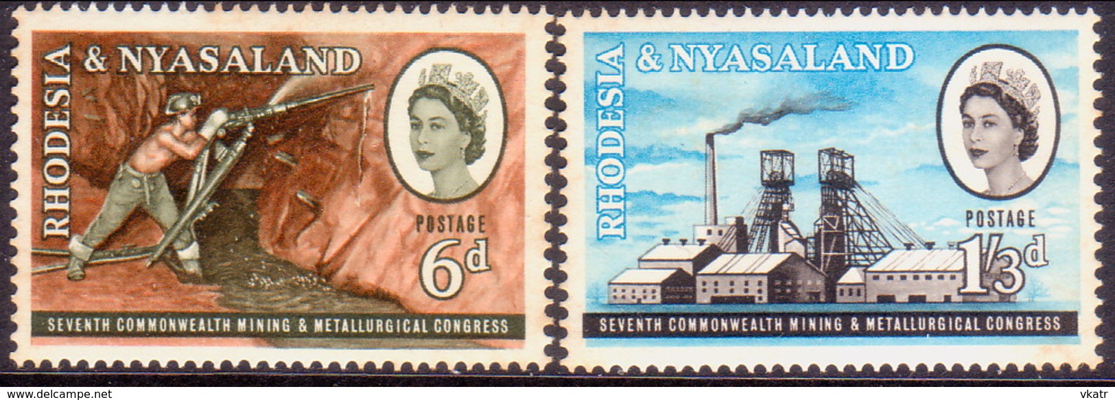 RHODESIA & NYASALAND 1961 SG #38-39 Compl.set MH Mining & Metallurgical Congress - Rhodesia & Nyasaland (1954-1963)