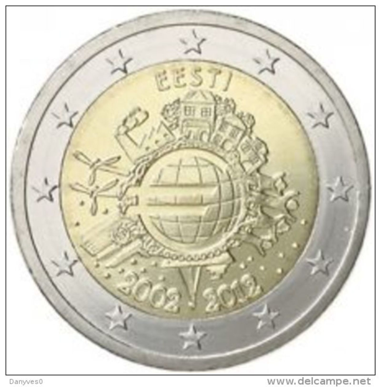 Pièce Commémorative 2 Euros  Estonie  2012 " 10 Ans De L' Euro " - Estonie