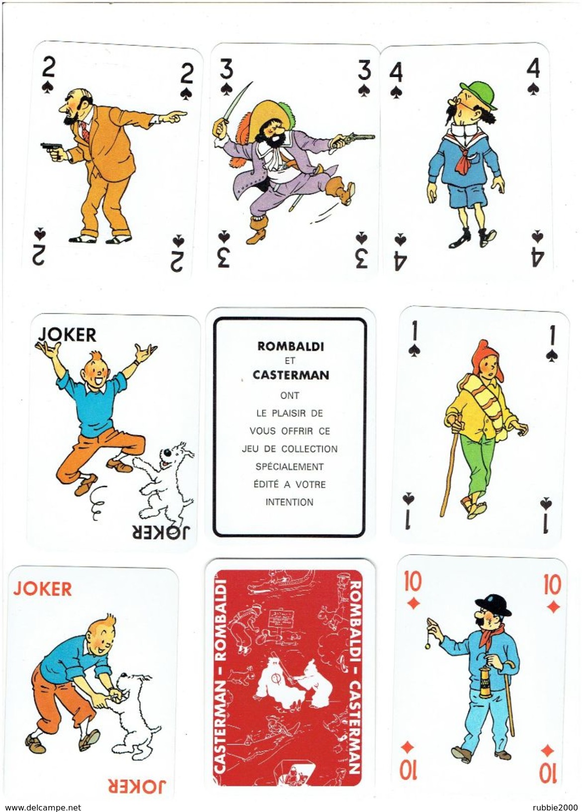 JEU DE 54 CARTES TINTIN ET MILOU HERGE PUBLICITE ROMBALDI ET CASTERMAN - Hergé