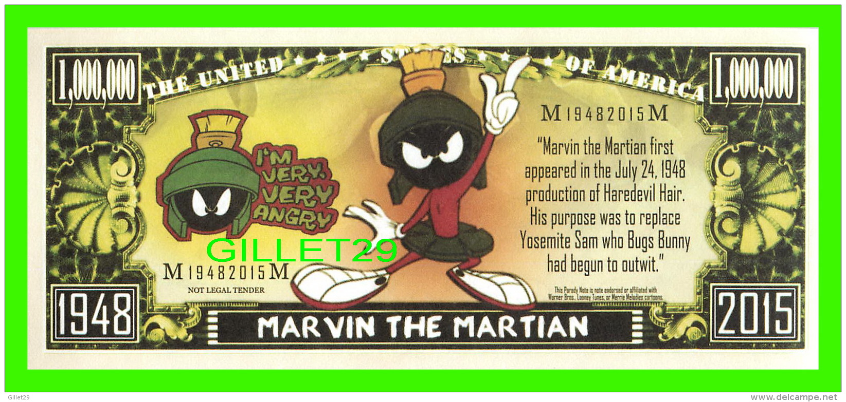 BILLETS - ONE MILLION DOLLARS, THE UNITED STATES OF AMERICA - WHERE'S THE KABOOM ? -  MARVIN THE MARTIAN - - Autres & Non Classés